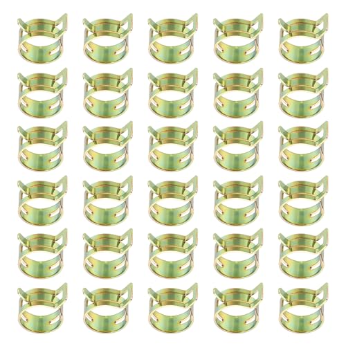 PATIKIL Spring Band Hose Pipe Clamps for 18-21.5 mm OD Hose, 30 Pack Silicone Vacuum Constant Tension Band Clips for Fuel Line Silicone Air Hose Tube Water Pipe, Gold - size: 18-21.5 mm
