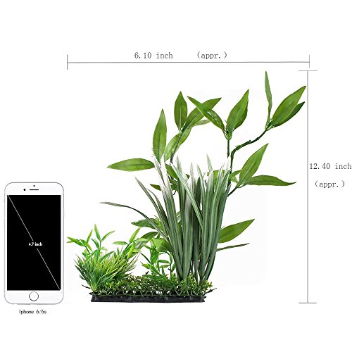 CNZ Aquarium Decor Fish Tank Decoration Ornament Artificial Plastic Plant Green 13" Tall