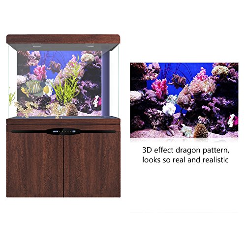 Aquarium Background Sticker, 3D Effect Seaworld Landscape Image PVC Sticker Sided Adhesive Wallpaper Background Poster Aquarium Wall Decorations(61x30cm) - size: 61x30cm