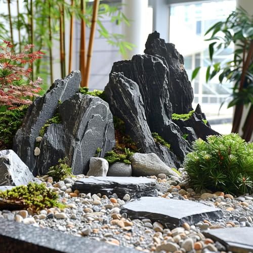 Slate Rock for Aquarium, 3-5 Inch Polished Natural Stone Rocks, Fish Tank Decor, Aquascaping Rocks, Safe for Aquariums, Terrariums, 20 lbs - color: 20 lbs, size: 3-5 Inch