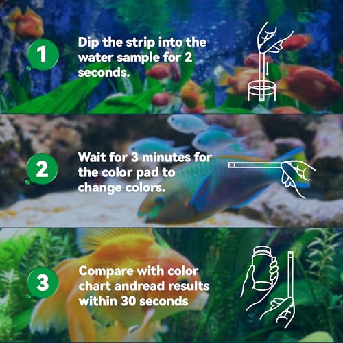 DIPSTIK Ammonia Test Strips for Fish Tank,Feshwater & Saltwater Aquarium Water Test Kit (50) - color: Ammonia