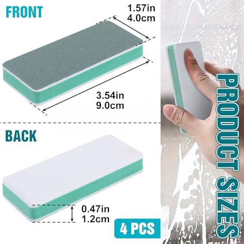 4 Pcs Fish Tank Cleaning Sponge Brush, Double Sided Aquarium Scrubber Cleaner, Sponge Pad Cleaning Tools Dirt Remover for Glass Mirrors Kitchen- Green