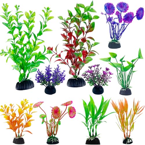 Plastic Aquarium Plants Decoration Accessories, Artificial Fish Tank Decor Plant 10 PCS