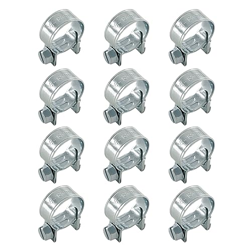 12pcs Gas Line Clamp(16-18mm), Zinc Plated Mini Fuel Hose Clamp Adjustable Tube Clamp for Pipe Fuel Line - size: 16-18mm