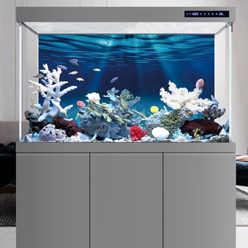 AWERT 24x16 inches Ocean Floor Aquarium Background Undersea Theme Aquarium Background Underwater Fish Tank Background - size: 24x16in/60x40cm