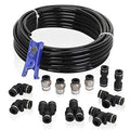 Hromee Air Line Tubing Kit, 1/4 Inch (6.35MM) OD x 32.8 Feet Polyurethane PU Tube and Push to Connect Fittings, 14 PCS Compressed Pipe and Accessories Kit - size: 1/4 inch