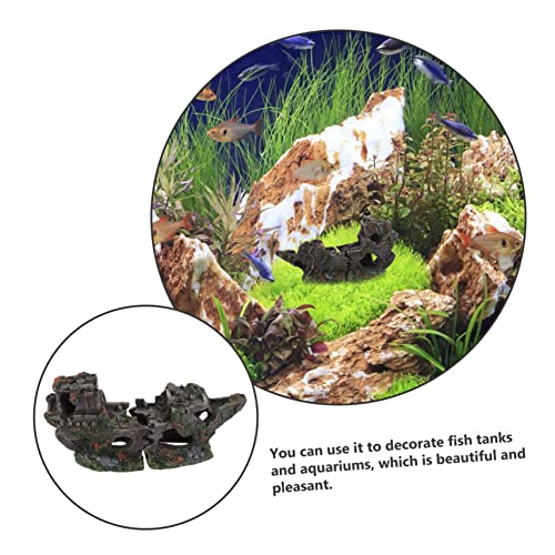 DOITOOL Creative Shipwreck Aquarium Ornament Underwater Fish Tank Decoration Vivid Resin Design for Hiding Place and Natural Habitat Enhancement
