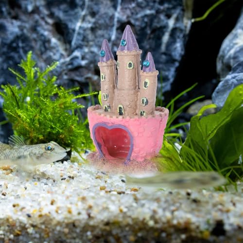 Didiseaon Castle Fish Tank Ornament Aquarium Decoration with Hidden Cave Resin Landscaping Castle Model for Fresh and Saltwater Fish Tanks 4.52X2.95X2.36 Inches