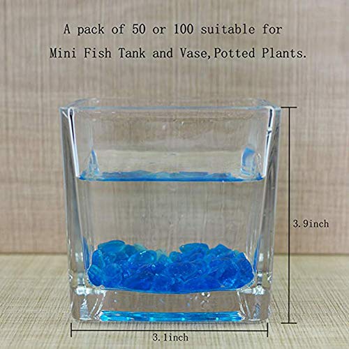 OMEM Aquarium Stone Decorations,Big Blue Glass Crystal Stone, Fish Tank Gravel Decorations,Fantasy Fish Tank(A Pack of 100, Blue) - color: Blue, size: A Pack of 100