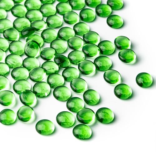 1 LB Green Glass Marbles, Mini Flat Glass Beads~150 PCS for Vase Fillers, Floral Bottom Mancala Gems Pebbles Fish Tank Rocks for Table Aquarium,Home Decor Art Craft Supplies(0.5"~0.7") - color: Green~1 Lb, size: 1 LB