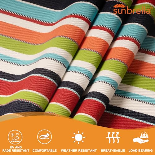 Lazy Daze Hammocks 12 FT Sunbrella Fabric Hammock Non-Fading with Spreader Bars and Free Pillow Fits for 2 Persons, All Weather and Fade Resistant for Patio Yard, 450 lbs Capacity, Carousel Confetti