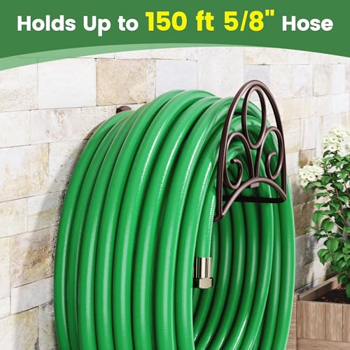 Metal Garden Hose Holder - Wall Mounted Water Hose Holder - Hose Hanger Heavy Duty for Water Hose Extension Cords Vacuum Hose bronze - color: Bronze
