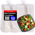 Mr Miracle Clear Plastic Takeout Containers - Durable and Sturdy Clamshell Food Boxes for To-Go and Storage - 8x8x3 Disposable Clam Shell Containers, 50 Pack - Easy Open Hinge Design - size: 8" x 8" - 50 Count