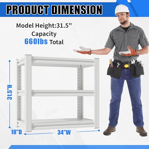 3-Tier Metal Aquarium Stand, 34" W x 18" D x 31.5" H, Adjustable Heavy Duty Fish Tank Rack, 660 lbs Capacity, Antique White (Antique White) - color: Antique White