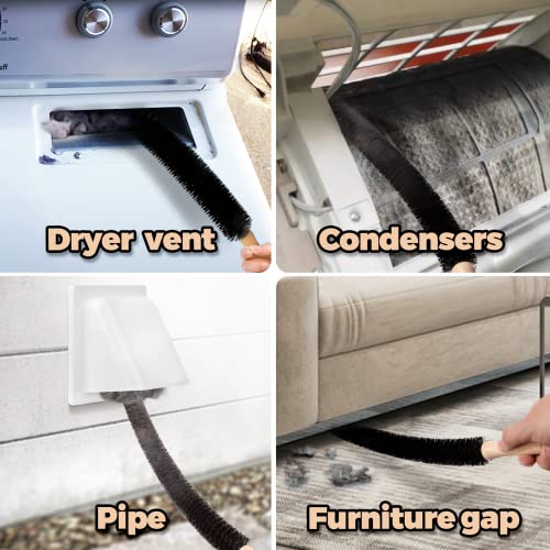Holikme Dryer Vent Cleaner Kit 4 Pack - Household Cleaning Supplies,Long Flexible Refrigerator Coil Brush Radiator Brush,Dryer Lint Brush Home Essentials for Lint Trap Dust Vacuum Brush - size: Long 4Pack