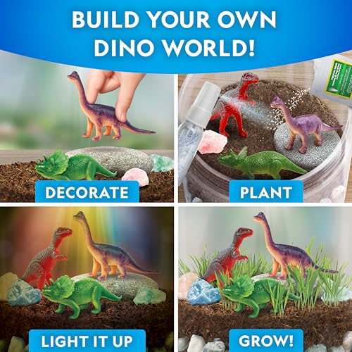 National Geographic Dinosaur Terrarium Kit for Kids – Multicolor Light-Up Terrarium, Build a Dino Habitat with Real Plants & More, Science Kit, Dinosaur Toys for Kids - style: Dino Habitat