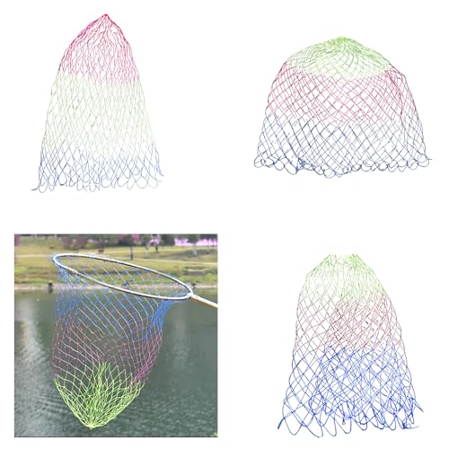 Outdoor Fishing Net Nylon Replacement Fish Net Folding Landing Dip Net Without Handle for Freshwaters and Saltwater