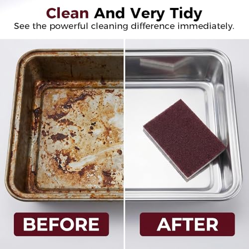 Carborundum Sponge Pads, Heavy Duty Scouring Sponges for Stainless Steel Pans, Reusable Cleaning Scrub Pads, Removes Grease Stains, Kitchen Dish Cleaning Tools (20)