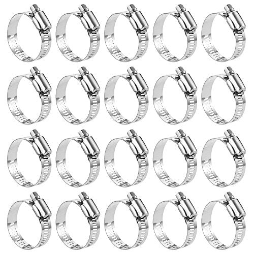 LOKMAN 20 Pack Stainless Steel Hose Clamp Adjustable 1-1/8'' - 2'' (27-51mm) Worm Gear Hose Clamp, Metal Fuel Line Pipe Clamp for Plumbing, Automotive And Mechanical Application - size: 27-51mm