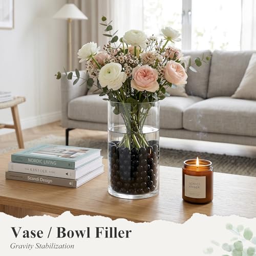 DomeStar 1LB Glass Marbles Bulk, Marbles for Vases 0.63 Inch Vase Fillers Black Glass Beads for Home Decor - color: Black