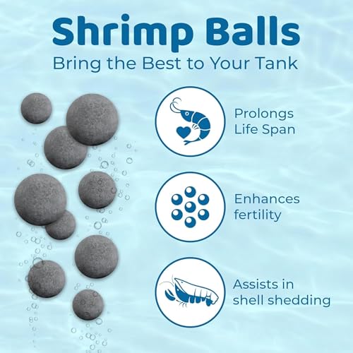 SunGrow Shrimp Aquarium Decor Balls, Freshwater Tank Ornamental Stones, Shedding Assistance, Tank Enhancement, Ideal for Crayfish, Lobsters, and Snails 0.4", 20 Pcs