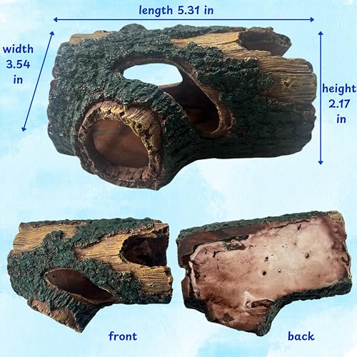Axolotl Tank Accessories – Hideout Cave & Airstone Bubbler, Aquarium Driftwood-Style Shelter with Air Stone, Fish Tank Decor for Axolotl/Betta (Turtle Air, S)