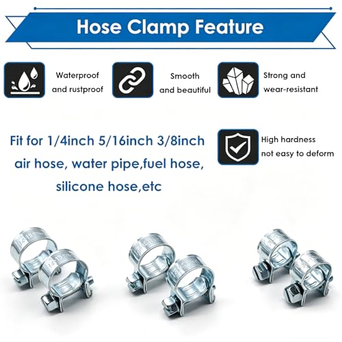 smseace 32Pcs Fuel Line Clamps Fuel Injection Hose Clamps 1/4inch 5/16inch 3/8inch Zinc Plated High Pressure Hose Clamps For Diesel/Petrol Pipe in Automotive,Marine,Truck - size: 11-16mm