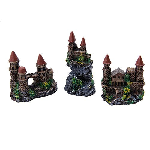 Aquarium Castle Decoration Small Resin Castles Hideouts Stone Cave Hide House Fish for Tank Accessories for Betta Shrimp Aquarium Soil