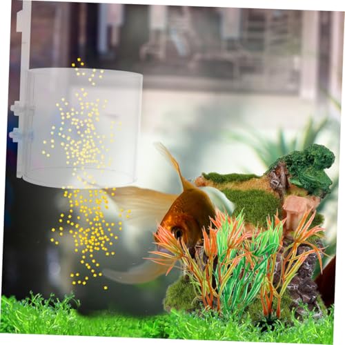 POPETPOP Aquarium Fish Food Feeder Ring Acrylic Fish Food Organizer for Betta Shrimp Turtle Feeding Tank with 80-Hook Floating Feeding Tool