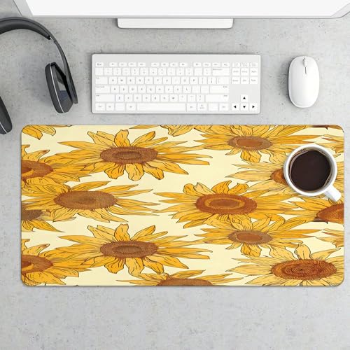 XXL Gaming Mouse Pad Sunflower Vintage Flower XXL Gaming Mouse Pad Large Desk Mat Protector for Desktop, Anti-Slip Rubber Extended Computer Keyboard Mat Writing Pad, 15.7 * 35.4 in,B-1484 - color: B-1484, size: 15.7*35.4 In