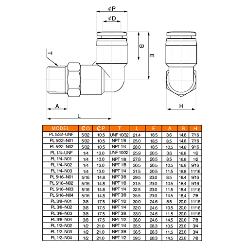 CEKER 3/8 Elbow Male Airlines Push Fittings 90 Degree Push to Connect Fittings Air Fittings, PL 1/4" Tubing Od x 3/8" Npt Thread Pneumatic Push In Connectors Quick Connect Tube Fittings 5Packs - size: 1/4" OD X 3/8" MNPT