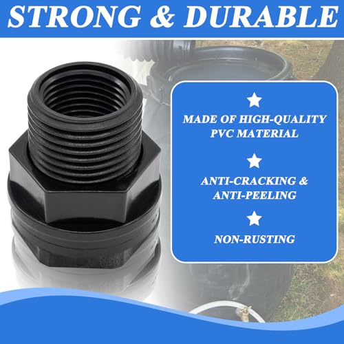 6 Packs PVC Garden Hose Bulkhead Fitting with Plug Water Tank Connector 1/2" Female NPT x 3/4" Male GHT Garden Hose Threaded for Aquariums, Rain Barrels, Sinks