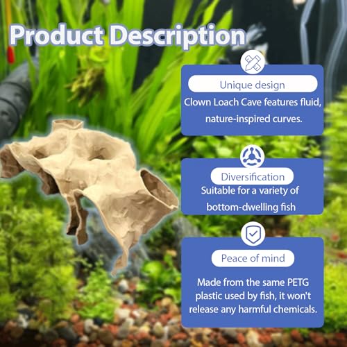 Aquarium Decor, Natural Curve Under Gravel Tunnel Cave, Fish Cave for Aquarium, 3D Printed Fish Tank Tunnel Decor for Betta, Guppy, Shrimp, Cory, Small Cichlid (Small) - size: Small