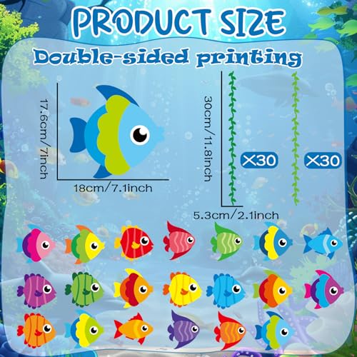 Naozinebi 20 Pcs Tropical Fish Garland Kit Under the Sea Party Decorations Ocean Animals Banner Mermaid Streamers Strings Hanging Swirls for Kids Home Classroom Baby Shower Birthday Party Supply Favor