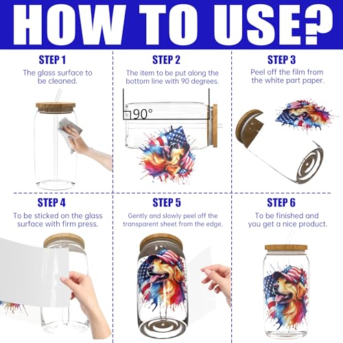 4 PCS Fourth of July Animals UV DTF Cup Wrap, Rub on Transfer Stickers for 16oz Glass Mugs, High Viscosity Permanent UV DTF Sticker, Coffee Cups, Water Bottles and Personalized Crafts - style: American Watercolor