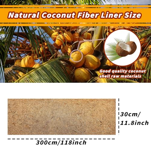 Hamiledyi 118x11.8in Reptile Carpet Coconut Fiber Substrate Large Snake Bedding Coco Liner Roll Mat for Bearded Dragon Tortoise Lizard Habitat Pad Garden Decoration - size: 11.8x118inch