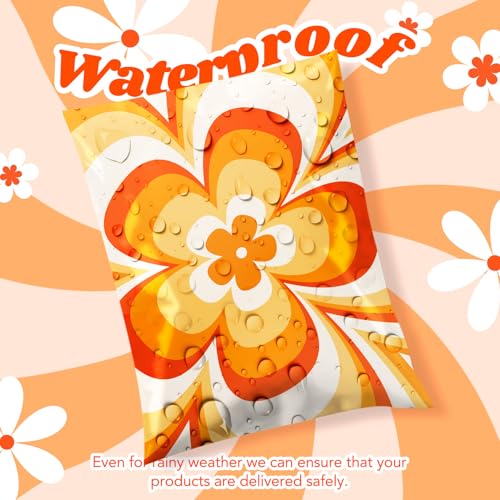Metronic Poly Mailers 14.5x19 Inch Shipping Bags for Clothes,Self Adhesive Shipping Envelopes for Small Business,Waterproof Mailers Poly Bags for Shipping,Packaging Mailing Bags Orange Flower 500pc - color: Orange Flower, size: 14.5x19 500pc（A Box）