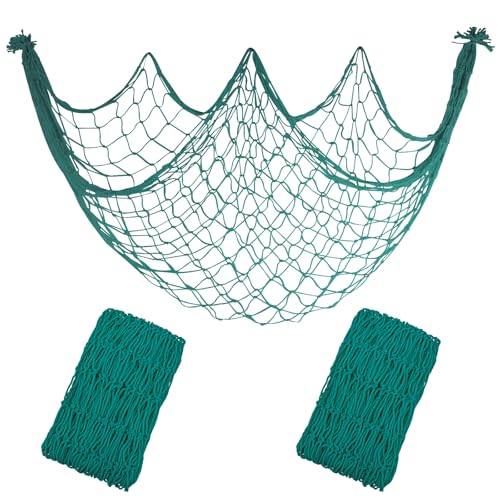 2 Pack Fish Net Decorations - 80x40 Inch Aqua Fishing Net Decor for Under The Sea Hawaiian Beach Themed Party, 3mm Thick Natural Cotton Versatile Nautical Netting for Party Wall Table Ceiling Decor - color: Aqua, size: Large - 2 Pack