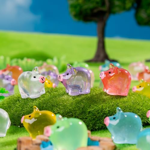 70 Pcs Mini Resin Pig Figurine Bulk Mini Pig Figurine Cake Decorations Cute Miniature Resin Sculpture Ornament Micro Landscape Office Garden Desk Party Tabletop Decor - color: Pig-70p
