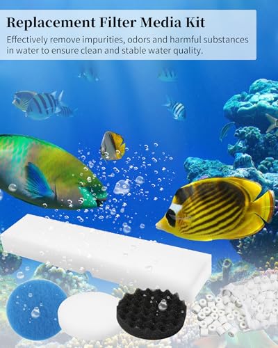 28 Pcs Replacement Filter Media Kit Fit for Fluval FX4/FX5/FX6 Aquarium Filters Including 4 Media Bag, 6 Carbon Foam Pad, 4 Bio-Foam Pads, 6 Foam Block, 6 Water Polishing Pad, 2 Silicone Lube - size: 28 Pcs