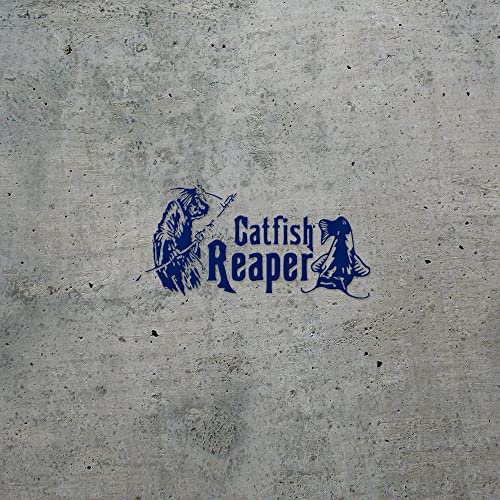 2 Pcs - Decal Stickers of Catfish Reaper Fishing #2 (Navy Blue) Premium Waterproof Vinyl Decal Stickers for Laptop Phone Accessory Helmet Car Window Mug Tuber Cup Door Wall ANDstic570832ABAA - color: Navy Blue, size: 6.8'' x 3.3''