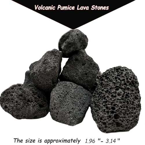 Tfwadmx 10 Pack Aquarium Black Lava Rock Fish Tank Volcanic Pumice Stones for Betta Fish Shrimp (1.96''-3.14'') - color: Black, size: L:2''-3.2''