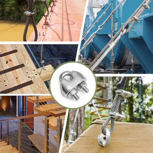 12pcs M2 Wire Rope Clamp, 1/16 inch Cable Clamps Stainless Steel Wire Rope Clips - size: M2