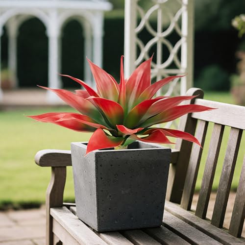 Artificial Agave Faux Agave Fake Greenery 18In Outdoor Artificial Plant Fake Plant for Indoor Home Decoration Plastic Plant Outdoor Decoration Front Porch Decor Simulation Plants 2Pack（Red） - color: 18''red