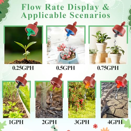 60Pcs 4 GPH Pressure Compensating Irrigation Drippers, Watering Spot GPH Dripper Drip Emitters Heads Constant Flow Outlet Heads for 1/4 Inch Irrigation Tubing for Garden Irrigation System - color: 4 GPH 60PCS