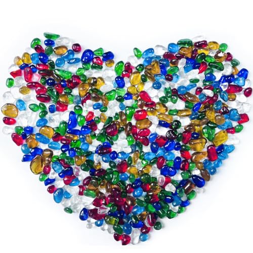 0.88LB Colorful Fish Tank Gravel Aquarium Glass Stones Sea Glass Pebbles Aquarium Gravel Rocks Fish Tank Rocks, Beads Pebbles Rock Sand Glass Gems Stones for Vase Filler Fish Turtle Tank Decoration - color: Colorful