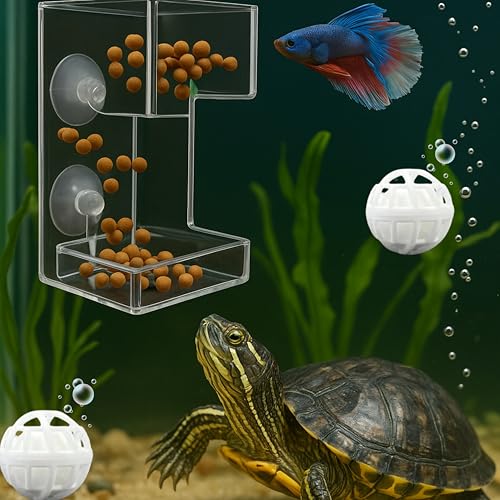 Acrylic Fish Feeding Tube For Turtle And Filter Balls, Fish Feeder Ring And Nitrifying Ball, Betta Feeding Ring, Turtle Enrichment Toys, Floating Betta Food Holder, Aquarium Feeder Tubes (Clear, Tube) - size: Tube