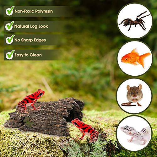 Orchid Valley Reptile Hide, Fish Tank Accessories. Medium 10" Hollow Log for Aquarium, Lizard Hide Tank Decoration, Natural Looking Habitat or Betta Fish Tank Decoration for Hiding - size: Medium