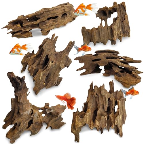 PINVNBY 6 Pcs Driftwood for Aquarium Decor 8" - 11" Natural Large Drift Wood for Fishtank Reptile Tank Aquarium Driftwood Branches Shrimp Wood Terrarium Decoration Assorted - size: 8" - 11"