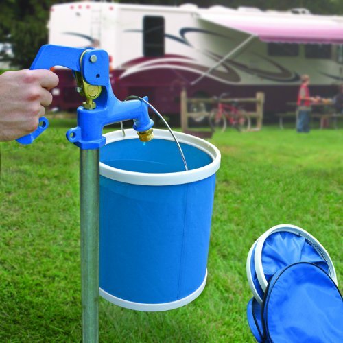 Camco Collapsible Bucket with Storage Case- Durable Pop Up Bucket with Watertight Fabric, Holds 3 Gallons of Water - for RVs, Camping, Fishing, Boating, Hiking - Blue (42993), Blank Ski (Pack of 4) - size: 2.00 L x 10.50 W x 10.50 H inches (Pack of 4)